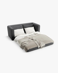 CANAPEA EXTENSIBILA LIDO, GRI INCHIS, 158X69 CM, TAPITAT CU TAPITERIE DIN TEXTIL STRUCTURAT SOLID, MICADONI - Img 3