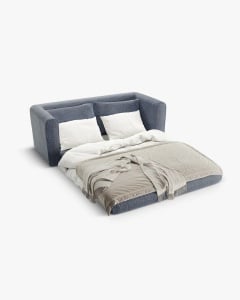 CANAPEA EXTENSIBILA LIDO, MELANJ ALBASTRU, 158X69 CM, TAPITAT CU TAPITERIE DIN TEXTIL STRUCTURAT BALTIMORE, MICADONI - Img 2
