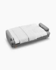 CANAPEA EXTENSIBILA NAOMI, CU 3 LOCURI, MELANJ GRI CENUSIU, 233X110 CM, TAPITAT CU TAPITERIE DIN TEXTIL STRUCTURAT LIBERTY, MICADONI - Img 3