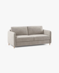 CANAPEA EXTENSIBILA SIMO, BEJ, 225X94 CM, TAPITAT CU TAPITERIE DIN TEXTIL CATIFEA SALVADOR, MICADONI - Img 4