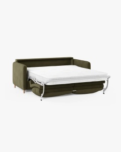 CANAPEA EXTENSIBILA SIMO, VERDE, 225X94 CM, TAPITAT CU TAPITERIE DIN TEXTIL CATIFEA SALVADOR, MICADONI - Img 3