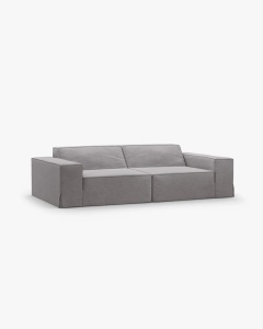 CANAPEA JODIE, CU 3 LOCURI, 204X99 CM, GRI CALD, TAPITAT CU TAPITERIE DIN TEXTIL STRUCTURAT LINS, MICADONI - Img 2