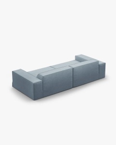 CANAPEA JODIE, CU 4 LOCURI, 244X99 CM, ALBASTRU PAL, TAPITAT CU TAPITERIE DIN TEXTIL STRUCTURAT LINS, MICADONI - Img 4