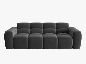 CANAPEA LISA, 3 LOCURI, 216 CM, GRI INCHIS, TAPITERIE DIN CATIFEA, DESIGN DEOSEBIT - Img 3