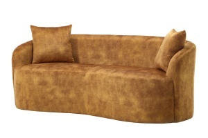 CANAPEA LIVING SEMIROTUNDA ELEMENTS, 180CM, 2 LOCURI, DIN LEMN SI MATERIAL CATIFEA, CULOARE GALBEN MUSTAR, INVICTA INTERIOR