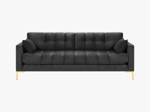 CANAPEA MAMAIA, 3 LOCURI, 177 CM, GRI INCHIS 18/AURIU, TAPITERIE DIN CATIFEA, DESIGN DEOSEBIT - Img 3