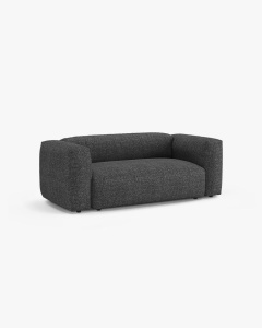 CANAPEA MARTINA, CU 2 LOCURI, GRI ANTRACIT, 200 CM, CU TAPITERIE DIN TEXTIL BOUCLE MONET, MICADONI - Img 2