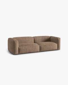 CANAPEA MARTINA, CU 3 LOCURI, BEJ INCHIS, 244 CM, CU TAPITERIE DIN TEXTIL CATIFEA VOGUE, MICADONI - Img 2