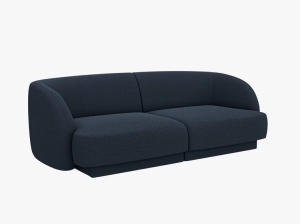 CANAPEA MILEY, CU 2 LOCURI, ALBASTRU INCHIS, CU TAPITERIE DIN TEXTIL BOUCLE BALOO, MICADONI - Img 2