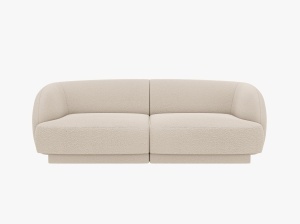 CANAPEA MILEY, CU 2 LOCURI, BEJ, CU TAPITERIE DIN TEXTIL BOUCLE BALOO, MICADONI