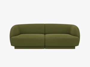 CANAPEA MILEY, CU 2 LOCURI, VERDE MASLINIU INCHIS, CU TAPITERIE DIN TEXTIL BOUCLE, MICADONI
