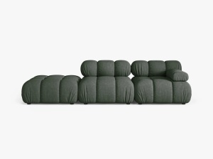 CANAPEA MODULARA BELLIS, PE STANGA, VERDE INCHIS, CU TAPITERIE DIN TEXTIL STRUCTURAT LIBERTY, MICADONI