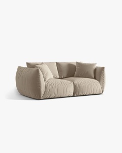 CANAPEA MODULARA CHRIS, CU 3 LOCURI, 220X100, BEJ DESCHIS, CU TAPITERIE DIN TEXTIL CATIFEA CASINO, MICADONI - Img 3