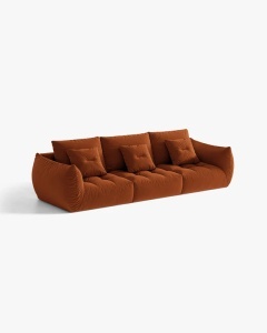 CANAPEA MODULARA, CU 4 LOCURI, BLOOM, 232 CM, CARAMIZIE, CU TAPITERIE DIN TEXTIL CATIFEA CASINO, MICADONI - Img 2