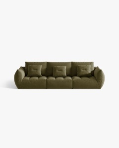 CANAPEA MODULARA, CU 4 LOCURI, BLOOM, 232 CM,VERDE DESCHIS, CU TAPITERIE DIN TEXTIL CATIFEA CASINO, MICADONI