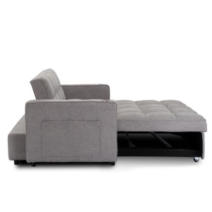 CANAPEA RABATABILA, ARTIM MEBLE, REALIZAT DIN MATERIAL TEXTIL GRI INCHIS SI METAL, STIL MODERN - Img 10