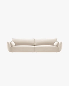 CANAPEA SPATIOASA SI CONFORTABILA KAELLE, 248 CM, CU 4 LOCURI, BEJ DESCHIS, CU TAPITERIE DIN TEXTIL CATIFEA BLUVEL, MICADONI