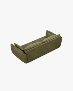 CANAPEA SPATIOASA SI CONFORTABILA KAELLE, CU 3 LOCURI, VERDE, 208 CM, CU TAPITERIE DIN TEXTIL CHENILLE OVER THE HORIZON, MICADONI - Img 3