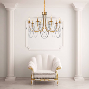 CANDELABRU, CRYSTAL GOLD,APP766-8CP , METAL SI STICLA, 8 BECURI - Img 6