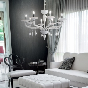 CANDELABRU MIRAMARE SP8, ALB, DIN STICLA, STIL MODERN - Img 3