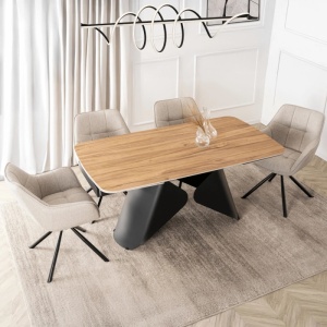 CEL MAI MIC PRET!!!MASA EXTENSIBILA 160-240CM, ARTIM MEBLE, REALIZATA DIN METAL SI CERAMICA, CULOARE MARMURA STEJAR/NEGRU, STIL MODERN - Img 2