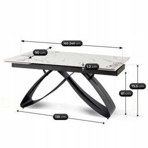 CEL MAI MIC PRET!!!MASA EXTENSIBILA 160-240CM, ARTIM MEBLE, REALIZATA DIN METAL SI CERAMICA, CULOARE MARMURA ALBA/NEGRU, STIL MODERN - Img 8