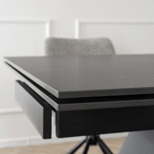 CEL MAI MIC PRET!!!MASA EXTENSIBILA 160-240CM, ARTIM MEBLE, REALIZATA DIN METAL SI CERAMICA, CULOARE MARMURA NEAGRA/NEGRU, STIL MODERN - Img 3