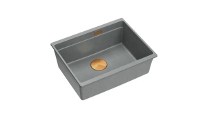 CHIUVETA BUCATARIE REA LOGAN 100, CU DOP, GRI METALIC/CUPRU, DIN GRANIT, CALITATE SUPERIOARA - Img 1