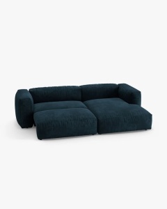 COLTAR CU 2 LOCURI, MARTINA, PE DREAPTA, 280 CM, ALBASTRU INCHIS, TAPITAT CU TAPITERIE DIN TEXTIL CATIFEA VOGUE, MICADONI - Img 3