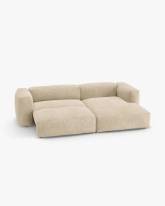 COLTAR CU 2 LOCURI, MARTINA, PE DREAPTA, 280 CM, BEJ DESCHIS, TAPITAT CU TAPITERIE DIN TEXTIL CATIFEA VOGUE, MICADONI - Img 3