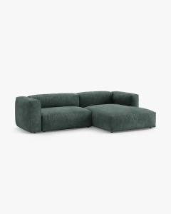 COLTAR CU 2 LOCURI, MARTINA, PE DREAPTA, 280 CM, VERDE MUSCHI, TAPITAT CU TAPITERIE DIN TEXTIL CATIFEA VOGUE, MICADONI - Img 2
