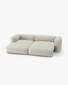 COLTAR CU 2 LOCURI, MARTINA, PE STANGA, 280 CM, BEJ, TAPITAT CU TAPITERIE DIN TEXTIL BOUCLE MONET, MICADONI - Img 3