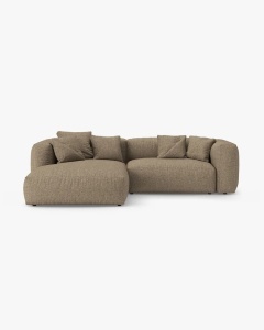 COLTAR CU 2 LOCURI, MARTINA, PE STANGA, 280 CM, CAPPUCCINO, TAPITAT CU TAPITERIE DIN TEXTIL BOUCLE MONET, MICADONI