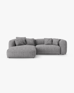 COLTAR CU 2 LOCURI, MARTINA, PE STANGA, 280 CM, GRI GRAFIT, TAPITAT CU TAPITERIE DIN TEXTIL BOUCLE MONET, MICADONI
