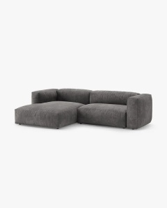 COLTAR CU 2 LOCURI, MARTINA, PE STANGA, 280 CM, GRI, TAPITAT CU TAPITERIE DIN TEXTIL CATIFEA VOGUE, MICADONI - Img 2