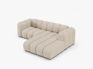 COLTAR CU 3 LOCURI LUPIN 230, PE DREAPTA, BEJ, CU TAPITERIE DIN TEXTIL BOUCLE BALOO, MICADONI - Img 3