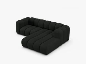 COLTAR CU 3 LOCURI LUPIN 230, PE DREAPTA, NEGRU, CU TAPITERIE DIN TEXTIL BOUCLE BALOO, MICADONI - Img 3