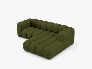 COLTAR CU 3 LOCURI LUPIN 230, PE DREAPTA, VERDE MASLINIU INCHIS, CU TAPITERIE DIN TEXTIL BOUCLE BALOO, MICADONI - Img 3