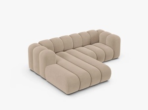 COLTAR CU 3 LOCURI LUPIN 230, PE STANGA, BEJ, CU TAPITERIE DIN CATIFEA VENUS, MICADONI - Img 3