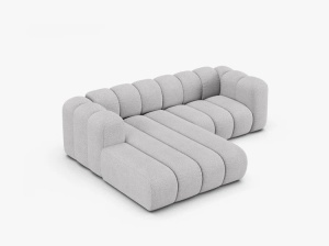 COLTAR CU 3 LOCURI LUPIN 230, PE STANGA, GRI DESCHIS, CU TAPITERIE DIN TEXTIL BOUCLE BALOO, MICADONI - Img 3