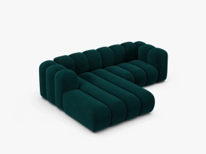 COLTAR CU 3 LOCURI LUPIN 230, PE STANGA PETROL INTENS, CU TAPITERIE DIN CATIFEA VENUS, MICADONI - Img 3