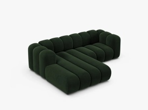 COLTAR CU 3 LOCURI LUPIN 230, PE STANGA, VERDE SMARALD, CU TAPITERIE DIN CATIFEA VENUS, MICADONI - Img 3