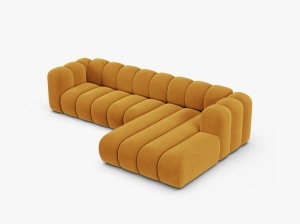 COLTAR CU 4 LOCURI LUPIN 288, PE DEAPTA, GALBEN, CU TAPITERIE DIN CATIFEA VENUS, MICADONI - Img 3