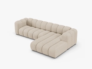COLTAR CU 4 LOCURI LUPIN 288, PE DREAPTA, BEJ, CU TAPITERIE DIN TEXTIL BOUCLE BALOO, MICADONI - Img 3
