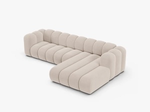 COLTAR CU 4 LOCURI LUPIN 288, PE DREAPTA, BEJ DESCHIS, CU TAPITERIE DIN CATIFEA VENUS, MICADONI - Img 3