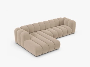 COLTAR CU 4 LOCURI LUPIN 288, PE STANGA, BEJ, CU TAPITERIE DIN CATIFEA VENUS, MICADONI - Img 3