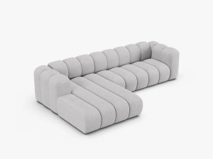 COLTAR CU 4 LOCURI LUPIN 288, PE STANGA, GRI DESCHIS, CU TAPITERIE DIN TEXTIL BOUCLE BALOO, MICADONI - Img 3