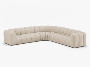 COLTAR CU 4 LOCURI LUPIN 309, BEJ, CU TAPITERIE DIN TEXTIL BOUCLE BALOO, MICADONI - Img 2