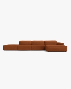 COLTAR CU 5 LOCURI JODIE, PE DREAPTA, 341X162 CM, CARAMIZIU, TAPITAT CU TAPITERIE DIN TEXTIL BOUCLE BALOO, MICADONI