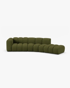COLTAR CU 5 LOCURI, LUPIN, 335, PE DREAPTA, VERDE MASLINIU INCHIS, CU TAPITERIE DIN TEXTIL BOUCLE BALOO, MICADONI